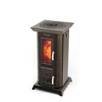 Отопительная печь-камин Статика Тетра, чёрная бронза